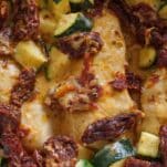 Creamy Tuscan Chicken Casserole with sun-dried tomatoes and zucchini