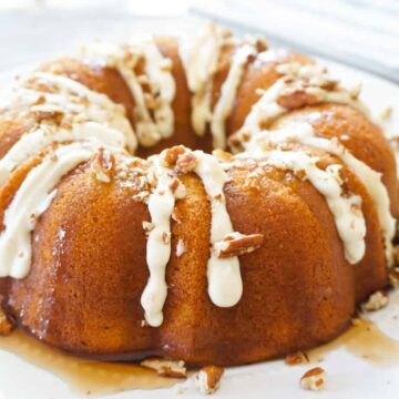 keto spice cake with maple bourbon glaze