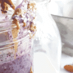 almond butter smoothie with blueberries
