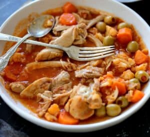 chicken thigh stew with carrots manzanilla olives cauliflower