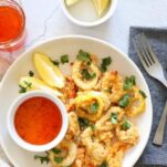 calamari with peppers lemon and sweet chili sauce