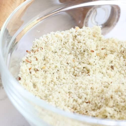 keto parmesan almond flour bread crumbs in a bowl