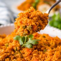 Mexican cauliflower rice with peas and carrots