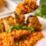 a fork full of Mexican cauliflower rice