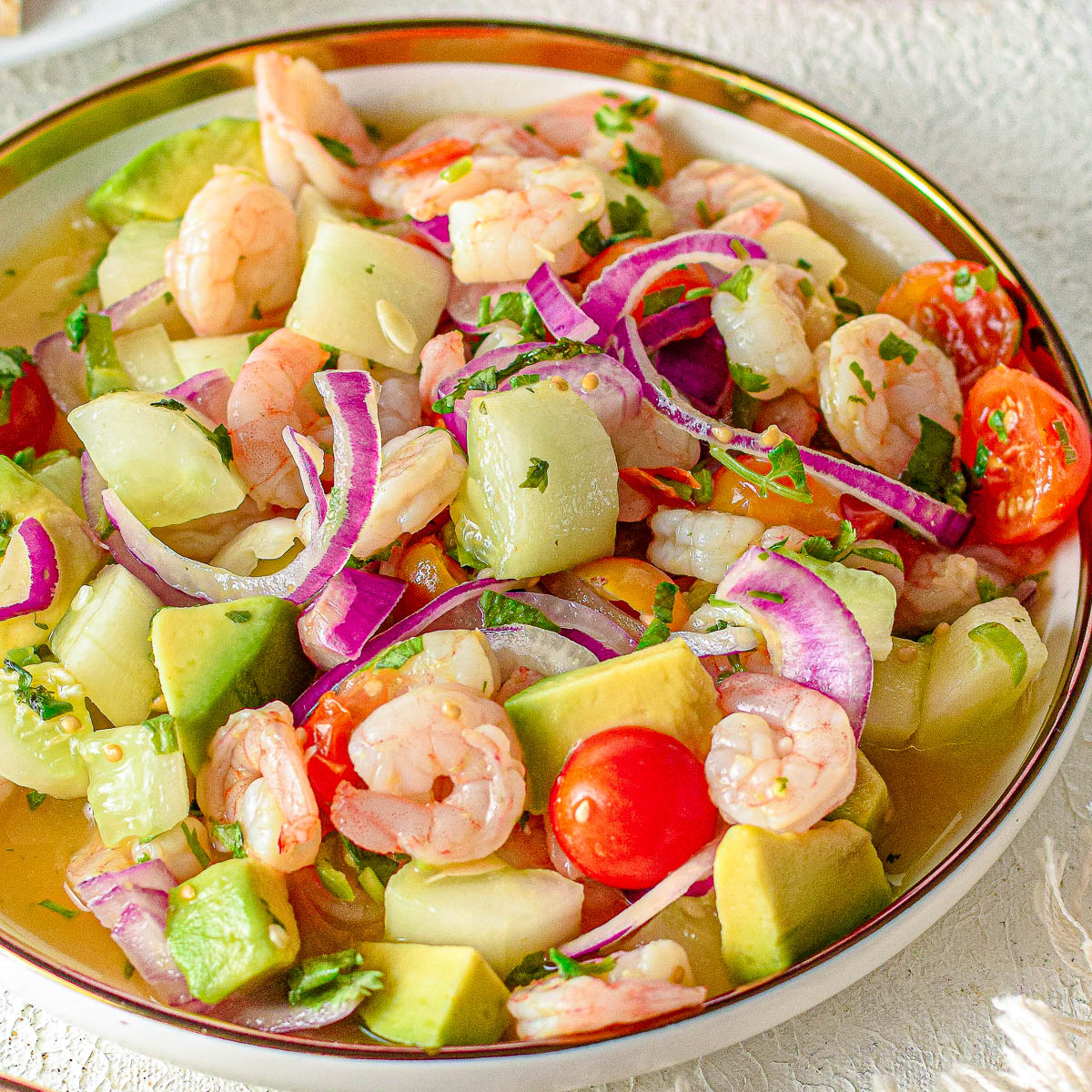 shrimp ceviche in a bowl